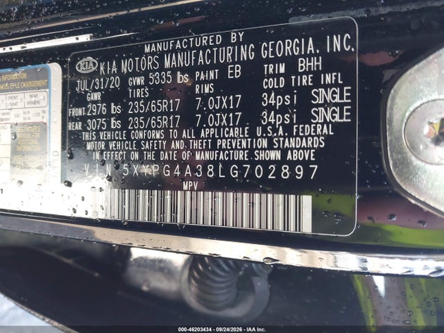 KIA Sorento 2.4l Lx 2020 5XYPG4A38LG702897 Image 9