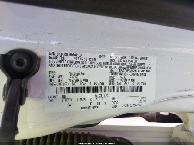 2016 Ford Focus Titanium მანქანა იყიდება აუქციონზე, vin: 1FADP3N21GL201168, აუქციონის ნომერი: 46203449