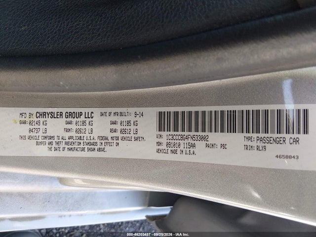 Aukcja sprzedaży 2015 Chrysler 200 S, vin: 1C3CCCBG4FN533002, numer aukcji: 46203457