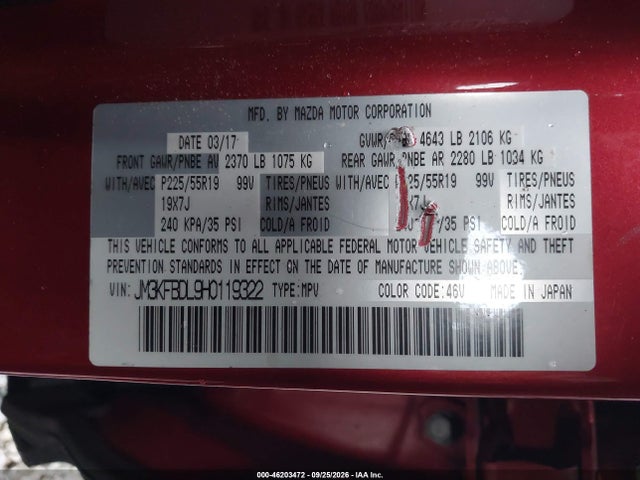 JM3KFBDL9H0119322 Mazda Cx-5 Grand Touring