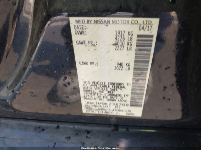 Aukcja sprzedaży 2017 Nissan Altima 2.5 Sr, vin: 1N4AL3AP6HC236709, numer aukcji: 46203489