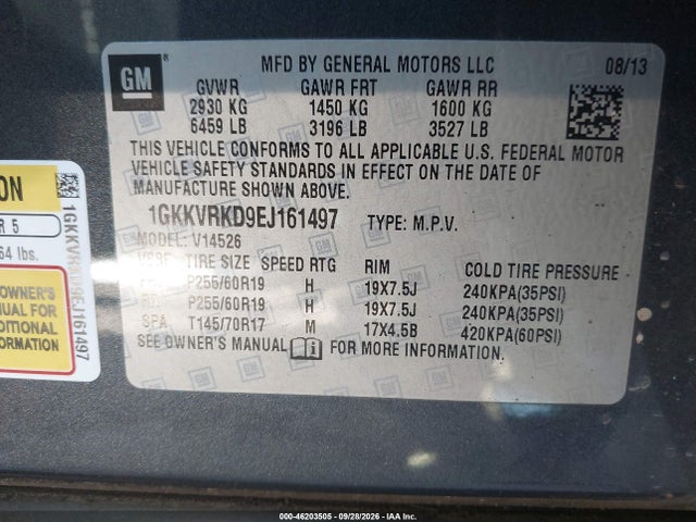 GMC Acadia Slt-1 2014 1GKKVRKD9EJ161497 Image 9