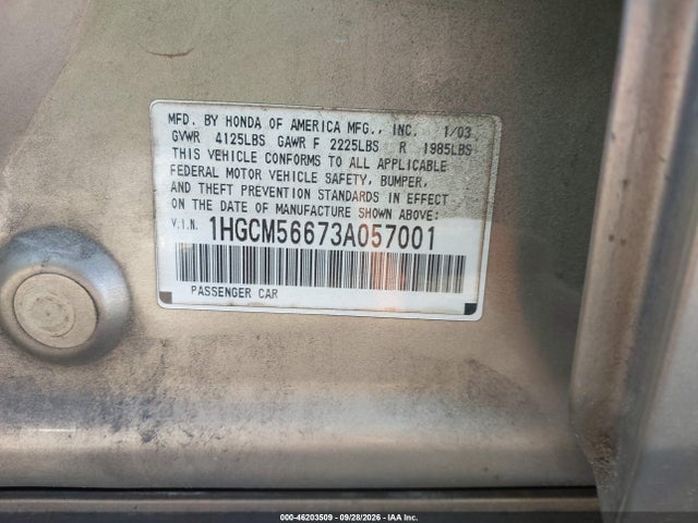 Продаж на аукціоні авто 2003 Honda Accord 2.4 Ex, vin: 1HGCM56673A057001, номер лоту: 46203509