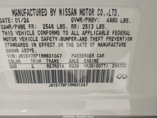 JN1EV7BP1RM601047 Infiniti Q50 LUXE