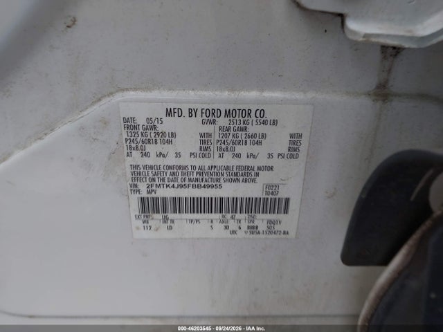 Продажа на аукционе авто 2015 Ford Edge Sel, vin: 2FMTK4J95FBB49955, номер лота: 46203545