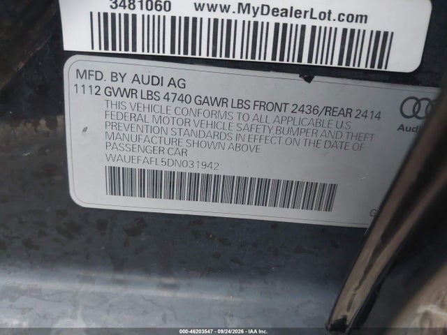 Aukcja sprzedaży 2013 Audi A4 Premium Plus, vin: WAUEFAFL5DN031942, numer aukcji: 46203547