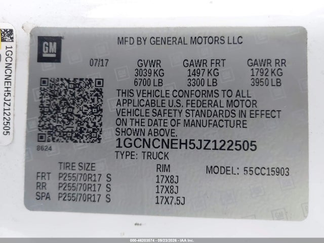 1GCNCNEH5JZ122505 Chevrolet Silverado 1500 Wt