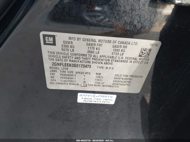 Aukcja sprzedaży 2016 Chevrolet Equinox Ls, vin: 2GNFLEEK0G6170473, numer aukcji: 46203720