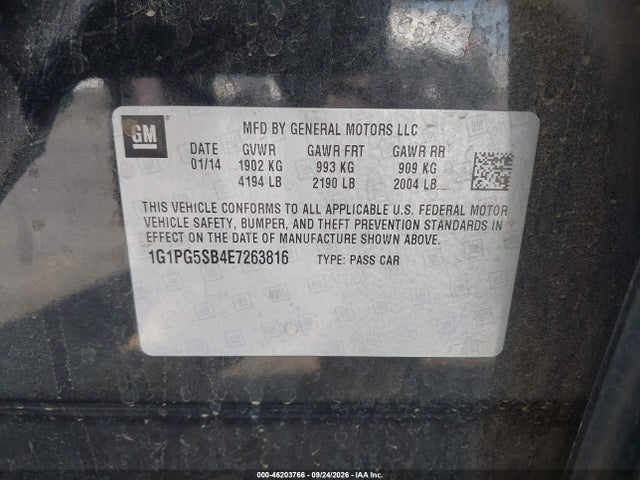 1G1PG5SB4E7263816 Chevrolet CRUZE LTZ