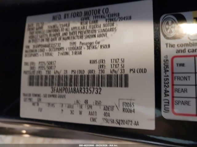 Продаж на аукціоні авто 2010 Ford Fusion Sel, vin: 3FAHP0JA8AR335732, номер лоту: 46203866