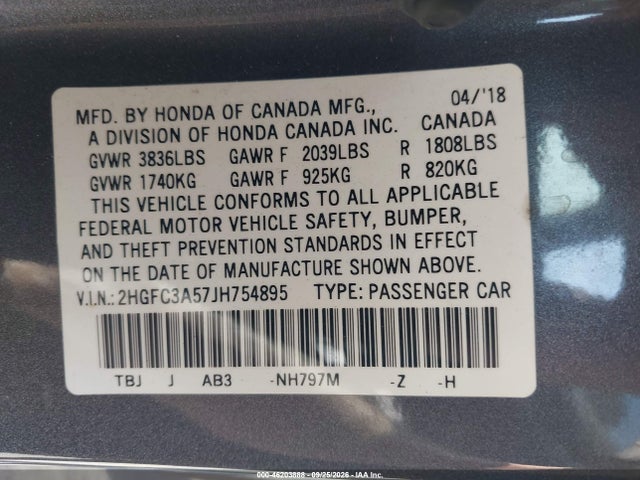 2018 Honda Civic Si მანქანა იყიდება აუქციონზე, vin: 2HGFC3A57JH754895, აუქციონის ნომერი: 46203888