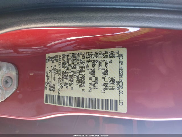 Продаж на аукціоні авто 2003 Nissan Frontier 2wd Xe, vin: 1N6ED27T23C466244, номер лоту: 46203930