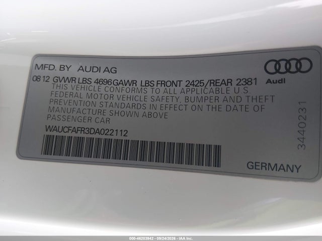Продажа на аукционе авто 2013 Audi A5 2.0t Premium, vin: WAUCFAFR3DA022112, номер лота: 46203942