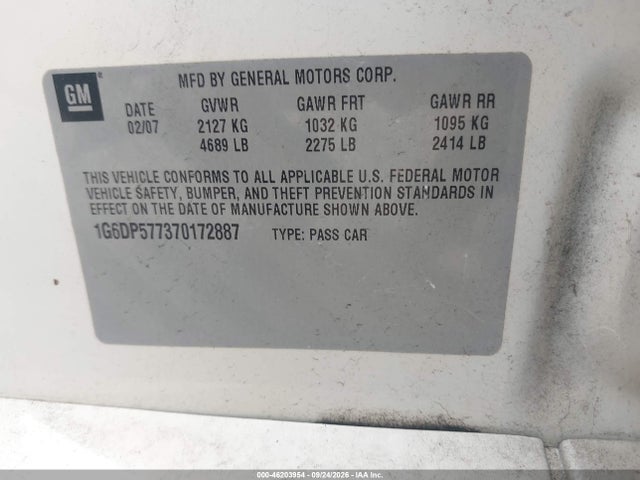 Продажа на аукционе авто 2007 Cadillac Cts Standard, vin: 1G6DP577370172887, номер лота: 46203954