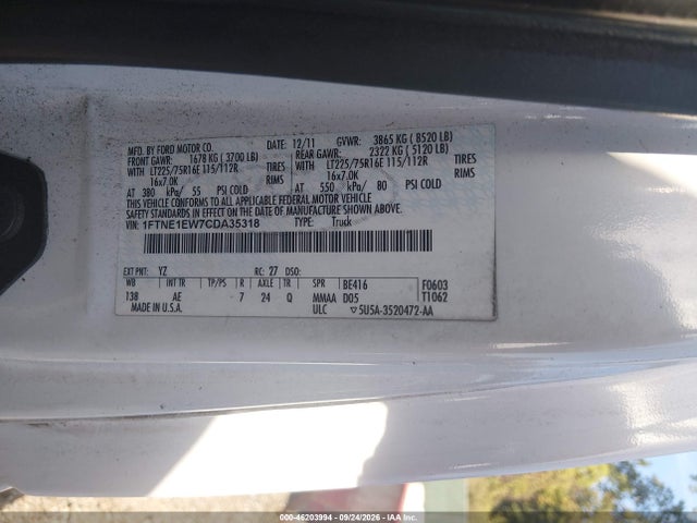 Продажа на аукционе авто 2012 Ford E-150 Commercial, vin: 1FTNE1EW7CDA35318, номер лота: 46203994