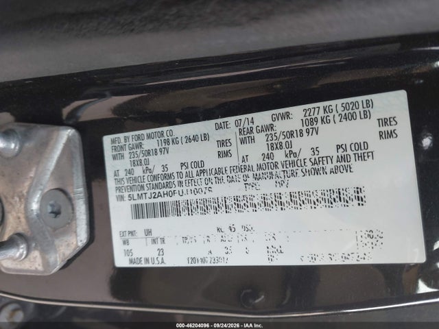 Aukcja sprzedaży 2015 Lincoln Mkc, vin: 5LMTJ2AH0FUJ10079, numer aukcji: 46204096