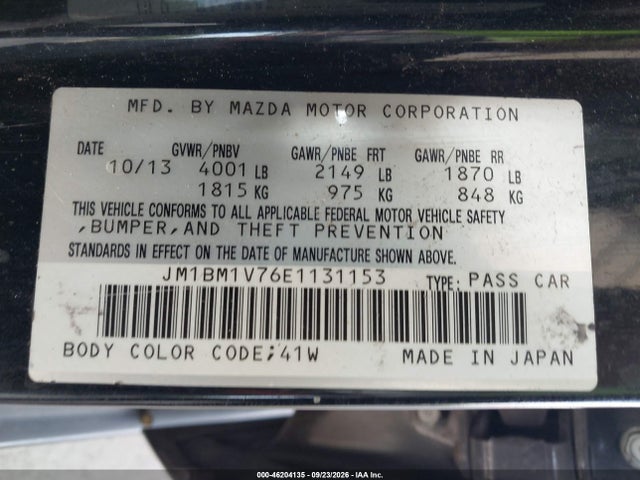 Продаж на аукціоні авто 2014 Mazda Mazda3 I Touring, vin: JM1BM1V76E1131153, номер лоту: 46204135