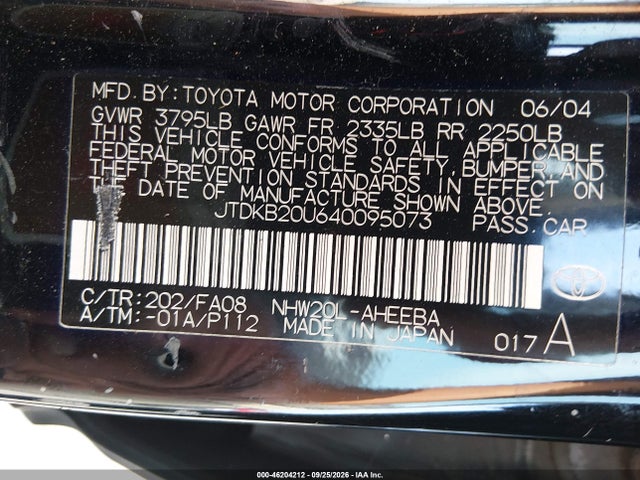 Продаж на аукціоні авто 2004 Toyota Prius, vin: JTDKB20U640095073, номер лоту: 46204212