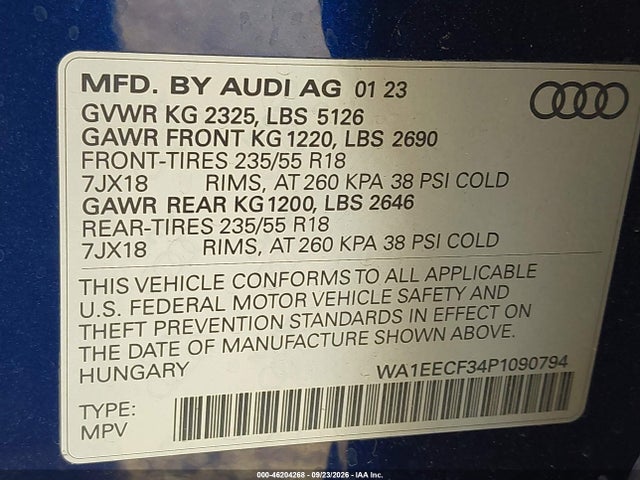 WA1EECF34P1090794 Audi Q3 Premium Plus 45 Tfsi S Line Quattro Tiptronic