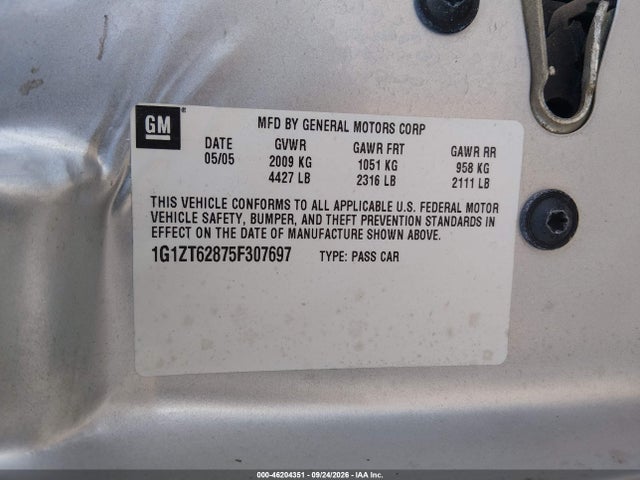 Aukcja sprzedaży 2005 Chevrolet Malibu Maxx Ls, vin: 1G1ZT62875F307697, numer aukcji: 46204351