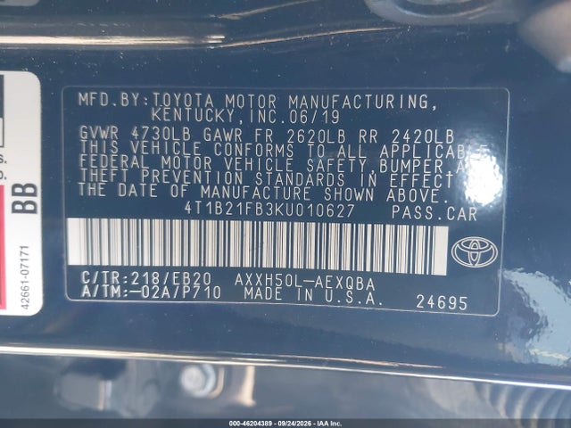 Toyota Avalon Hybrid Xse 2019 4T1B21FB3KU010627 Image 9