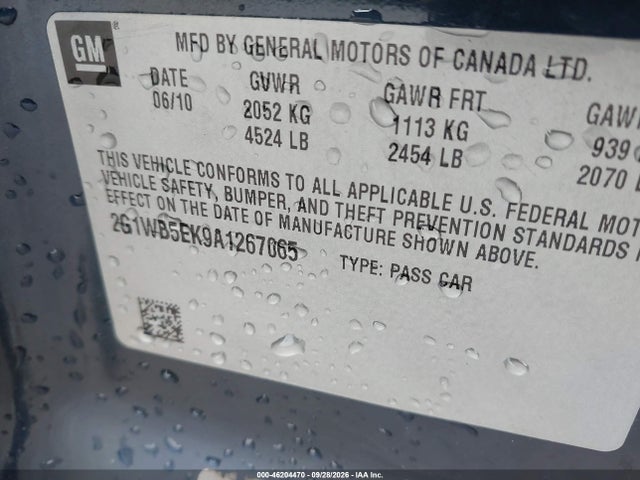 Продажа на аукционе авто 2010 Chevrolet Impala Lt, vin: 2G1WB5EK9A1267065, номер лота: 46204470