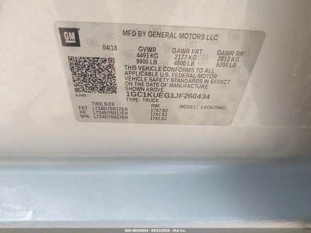 Aukcja sprzedaży 2018 Chevrolet Silverado 2500hd Wt, vin: 1GC1KUEG1JF260434, numer aukcji: 46204554