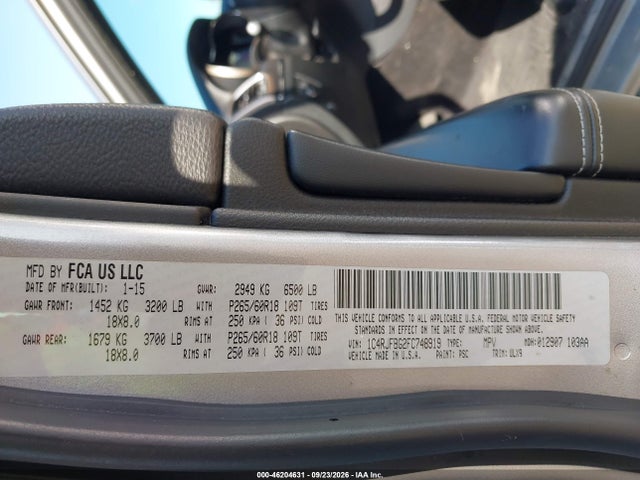 46204631 :رقم المزاد ، 1C4RJFBG2FC748919 vin ، 2015 Jeep Grand Cherokee Limited مزاد بيع