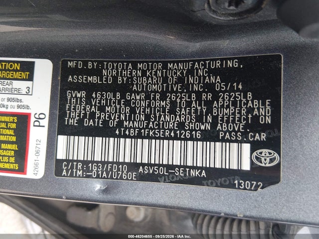 Продажа на аукционе авто 2014 Toyota Camry Le, vin: 4T4BF1FK5ER412616, номер лота: 46204655