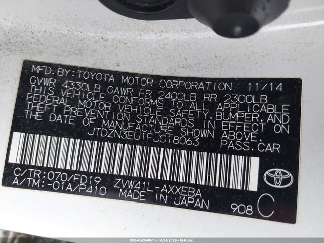 46204657 :رقم المزاد ، JTDZN3EU1FJ018063 vin ، 2015 Toyota Prius V Two مزاد بيع