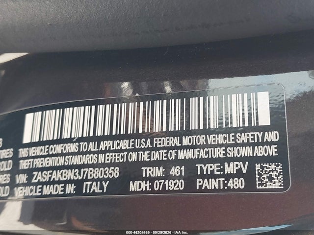 2018 Alfa Romeo Stelvio Ti Awd მანქანა იყიდება აუქციონზე, vin: ZASFAKBN3J7B80358, აუქციონის ნომერი: 46204669