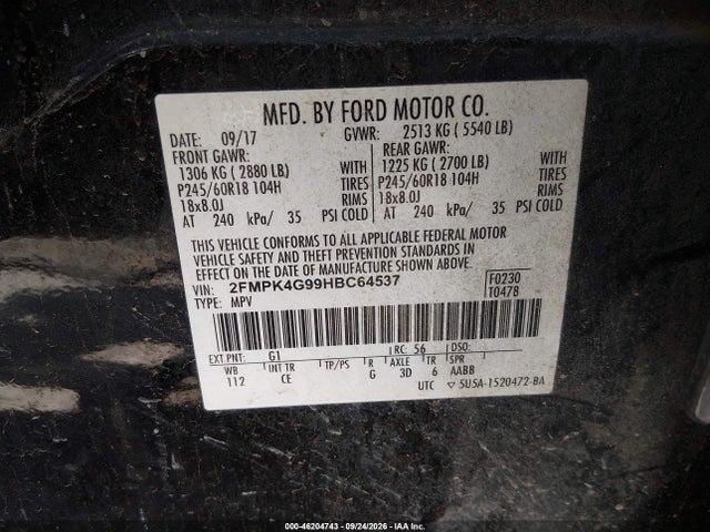 Ford EDGE SE 2017 2FMPK4G99HBC64537 Image 9