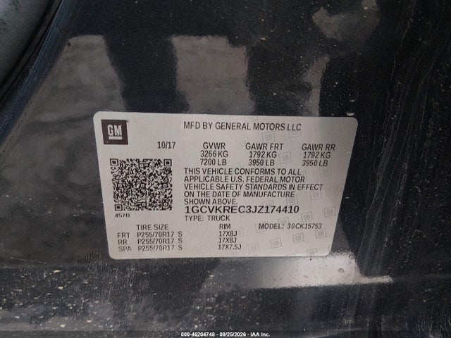 Продажа на аукционе авто 2018 Chevrolet Silverado 1500 1lt, vin: 1GCVKREC3JZ174410, номер лота: 46204748