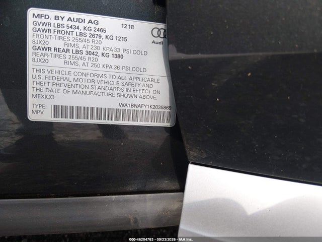 Продажа на аукционе авто 2019 Audi Q5 45 Premium, vin: WA1BNAFY1K2035869, номер лота: 46204763