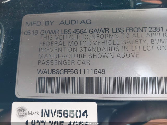 Audi A3 2.0t Premium 2016 WAUB8GFF5G1111649 Image 9