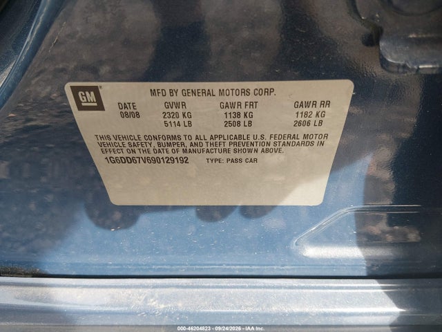 Продаж на аукціоні авто 2009 Cadillac Sts V6, vin: 1G6DD67V690129192, номер лоту: 46204823