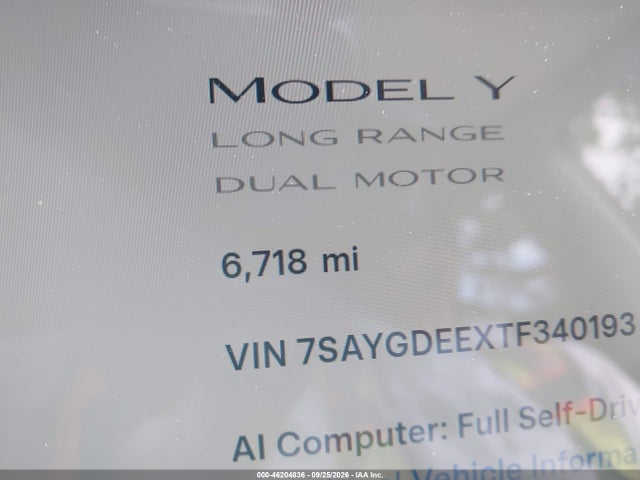 7SAYGDEEXTF340193 Tesla Model Y