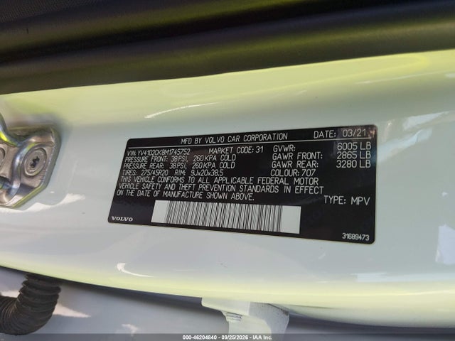 Продаж на аукціоні авто 2021 Volvo Xc90 T5 Momentum 7 Passenger, vin: YV4102CK8M1745752, номер лоту: 46204840