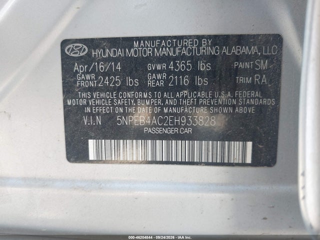 Hyundai SONATA GLS 2014 5NPEB4AC2EH933828 Image 9