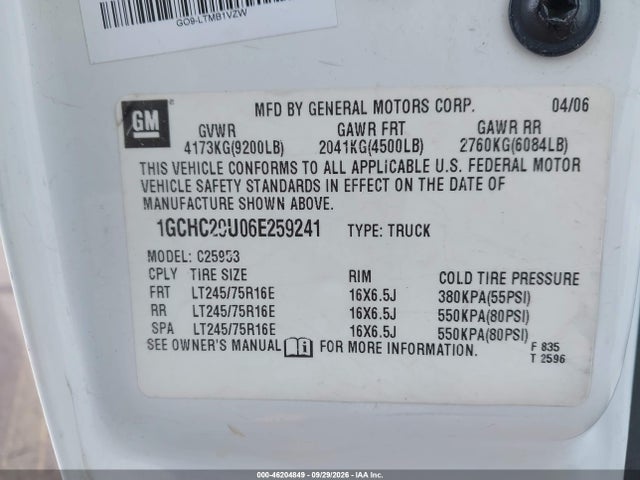 Продаж на аукціоні авто 2006 Chevrolet Silverado 2500hd Work Truck, vin: 1GCHC29U06E259241, номер лоту: 46204849