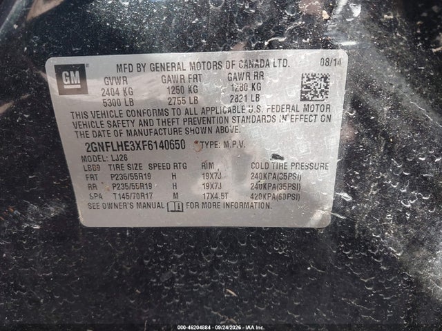 Chevrolet Equinox Ltz 2015 2GNFLHE3XF6140650 Image 9