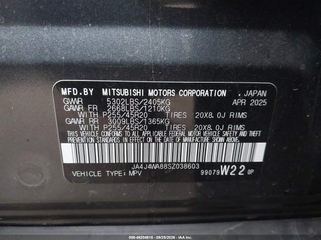 JA4J4WA88SZ038603 Mitsubishi Outlander Sel 2.5 S-awc