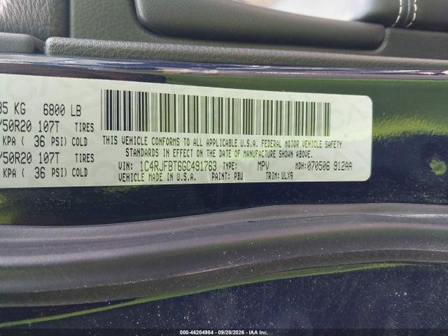 Продажа на аукционе авто 2016 Jeep Grand Cherokee Limited, vin: 1C4RJFBT6GC491763, номер лота: 46204984