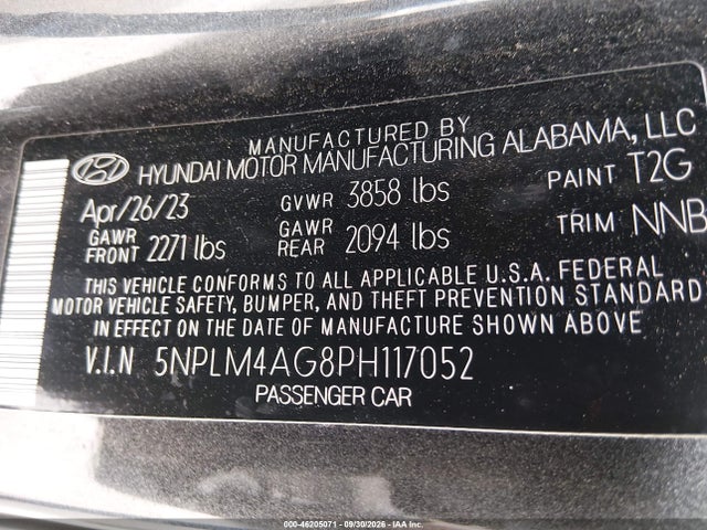 Продаж на аукціоні авто 2023 Hyundai Elantra Sel, vin: 5NPLM4AG8PH117052, номер лоту: 46205071