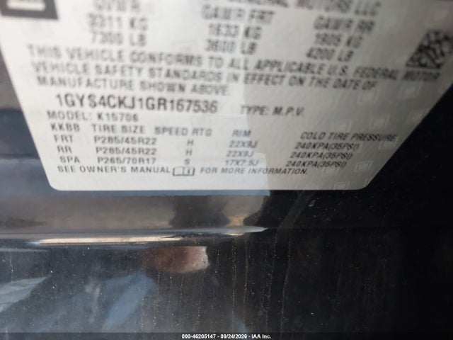 Aukcja sprzedaży 2016 Cadillac Escalade Premium Collection, vin: 1GYS4CKJ1GR167536, numer aukcji: 46205147