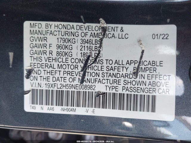Honda Civic Lx 2022 19XFL2H59NE008982 Image 9