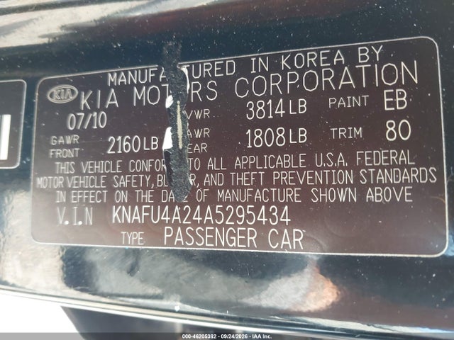 Продаж на аукціоні авто 2010 Kia Forte Ex, vin: KNAFU4A24A5295434, номер лоту: 46205382