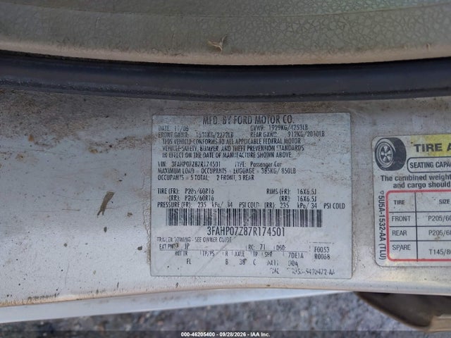 Продаж на аукціоні авто 2007 Ford Fusion Se, vin: 3FAHP07Z87R174501, номер лоту: 46205400