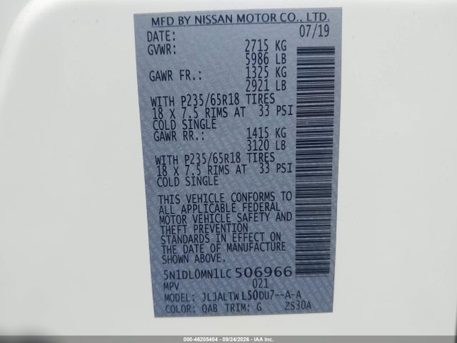 Продаж на аукціоні авто 2020 Infiniti Qx60 Luxe, vin: 5N1DL0MN1LC506966, номер лоту: 46205404