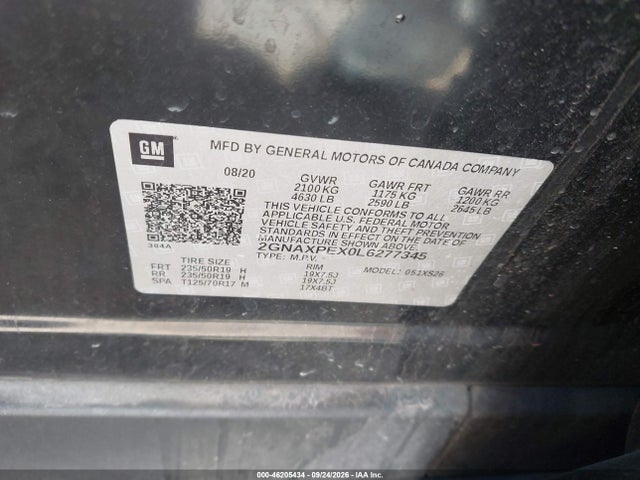 Продажа на аукционе авто 2020 Chevrolet Equinox Fwd Premier 2.0l Turbo, vin: 2GNAXPEX0L6277345, номер лота: 46205434